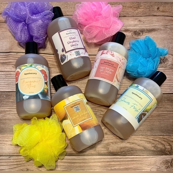 Hand Crafted Vegan Liquid Body Soaps and Body Wash. FREE pouf. New Scents! - Picture 3 of 11